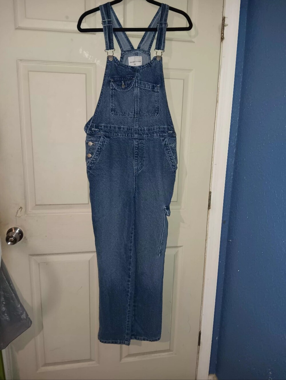 Celebrity Pink Denim Overalls Pockets Adjustable Sz S